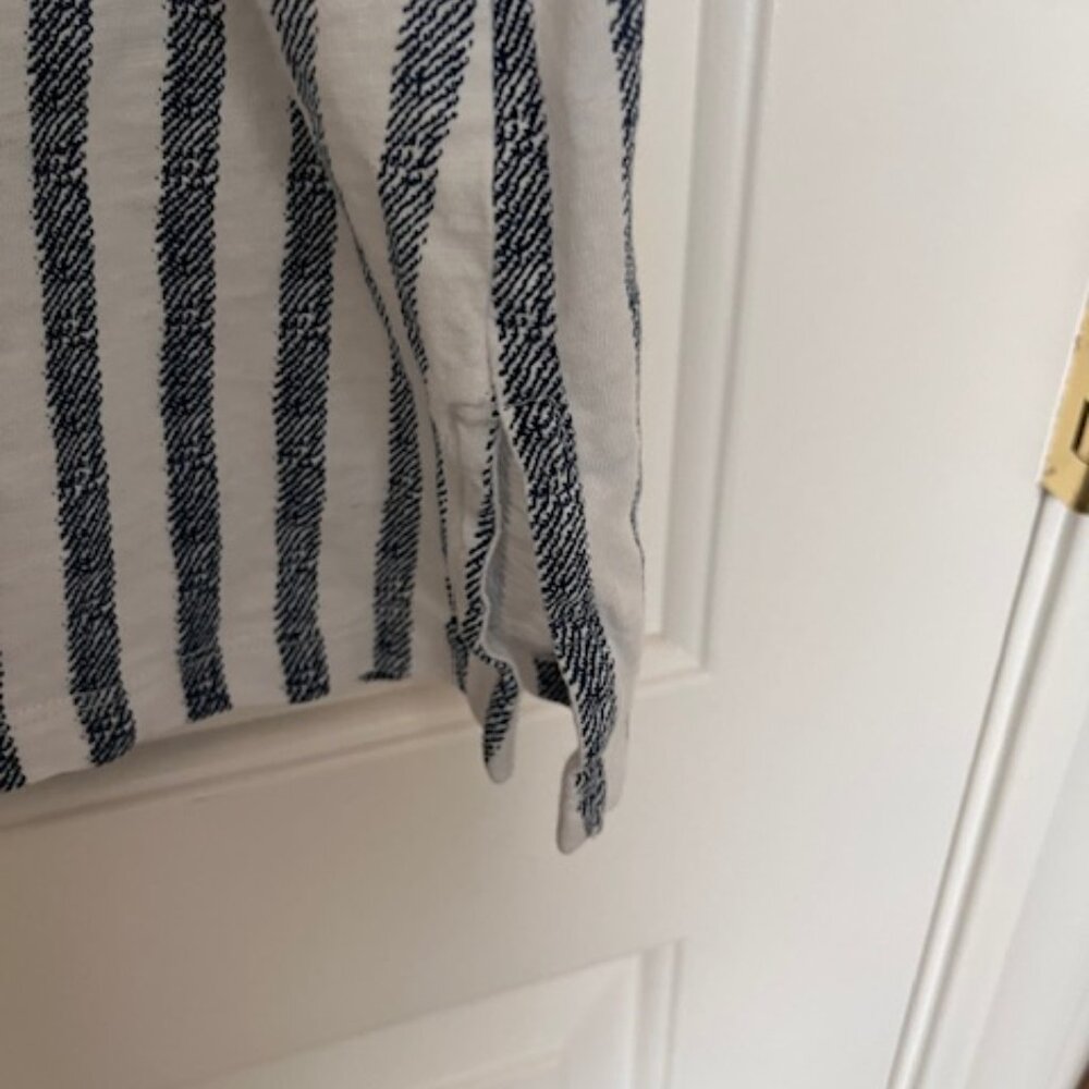 Wild Palm XL Blouse Vertical Stripes Navy on White - Picture 3 of 7